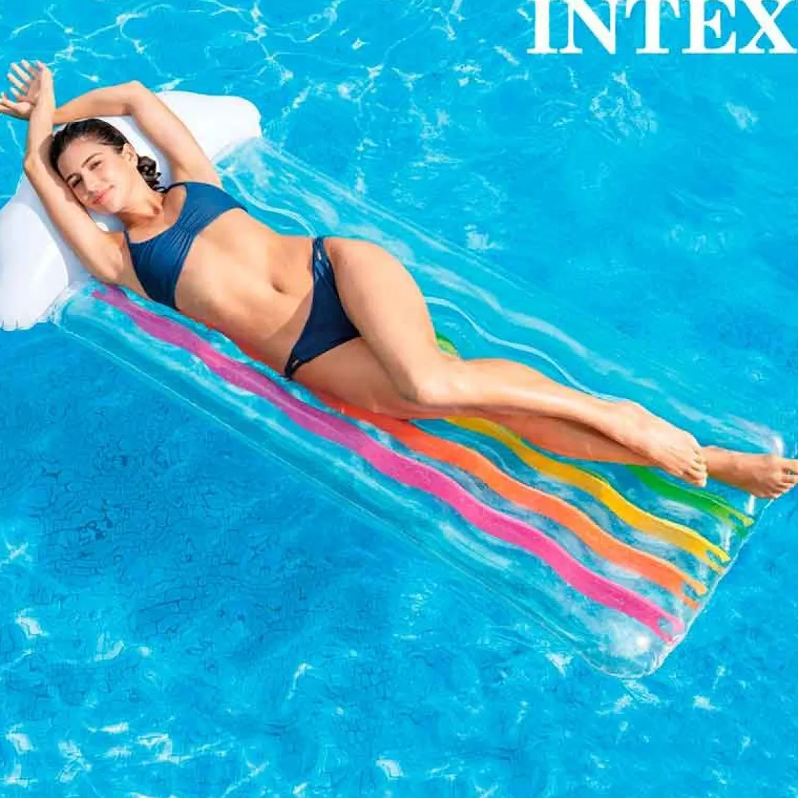Colchoneta hinchable Rainbow Cloud Intex +14A blanco 25x180x86 cm