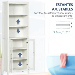 Columna de baño Austin Kleankin vitrina + estantes regulables blanco 162x53x30 cm
