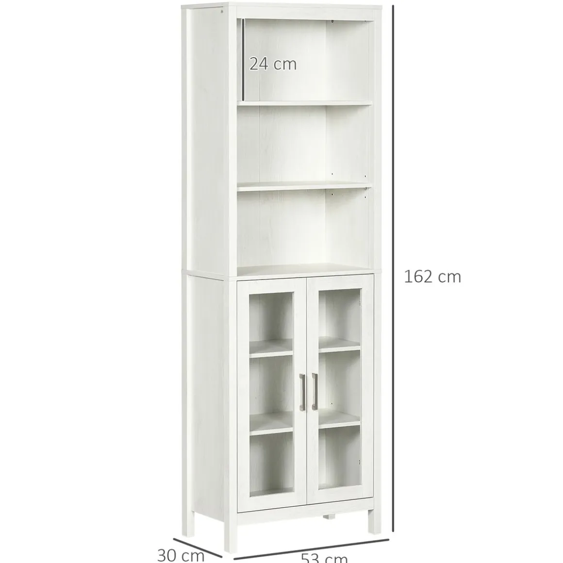 Columna de baño Austin Kleankin vitrina + estantes regulables blanco 162x53x30 cm