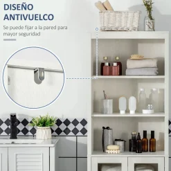 Columna de baño Austin Kleankin vitrina + estantes regulables blanco 162x53x30 cm