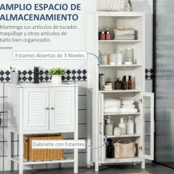 Columna de baño Austin Kleankin vitrina + estantes regulables blanco 162x53x30 cm