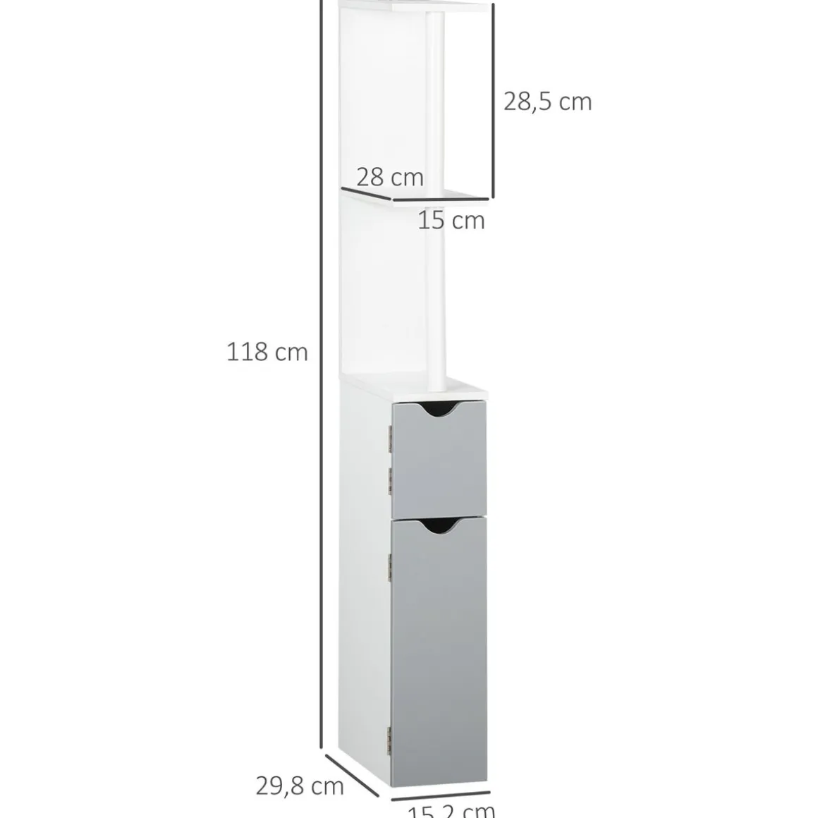 Columna de baño Dallas Kleankin 2 estantes + 2 armarios 118x29,8x15,2 cm