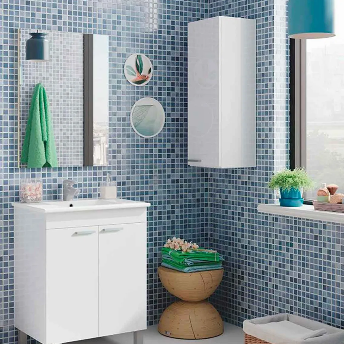 Columna de baño Koncept 1 puerta blanco 85x30x25 cm