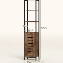Columna de baño Moka Kleankin 2 estantes con armario marrón oscuro 167x37x30 cm