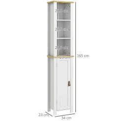 Columna de baño Monte Kleankin con puerta y 3 estantes blanco/natural 165x34x23 cm