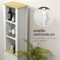 Columna de baño Monte Kleankin con puerta y 3 estantes blanco/natural 165x34x23 cm