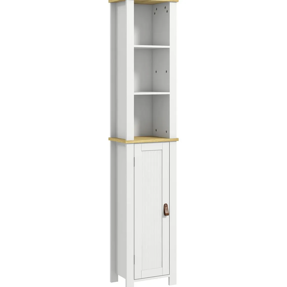 Columna de baño Monte Kleankin con puerta y 3 estantes blanco/natural 165x34x23 cm