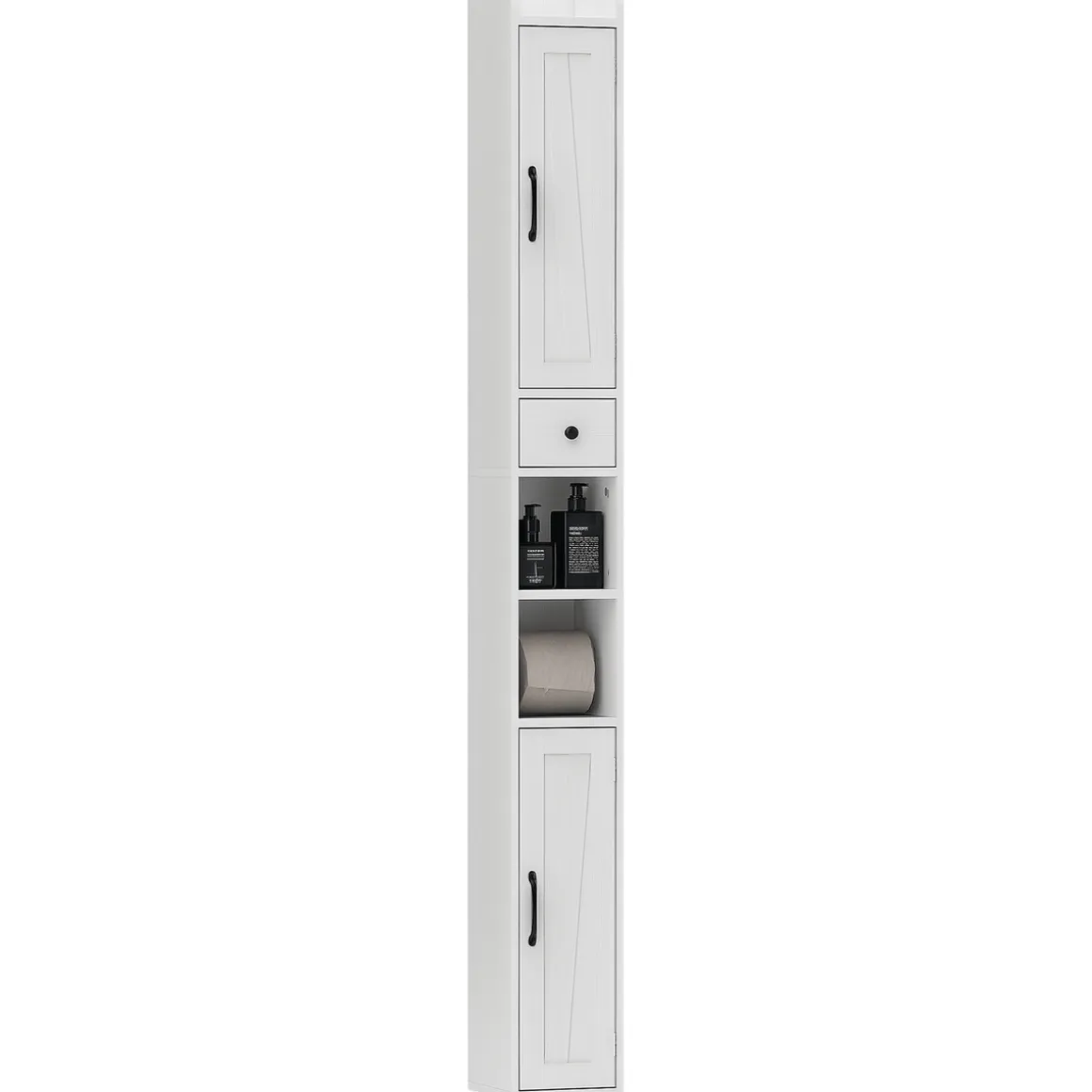 Columna de baño Over Homcom 2 puertas con portarrollos 185x20x20 cm