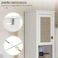 Columna de baño Sahara Homcom 2 puertas con 2 compartimentos blanco/natural 167,5x40x30 cm