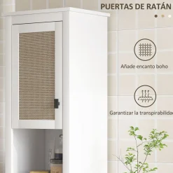 Columna de baño Sahara Homcom 2 puertas con 2 compartimentos blanco/natural 167,5x40x30 cm