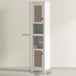 Columna de baño Sahara Homcom 2 puertas con 2 compartimentos blanco/natural 167,5x40x30 cm