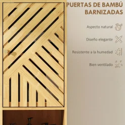 Columna de baño Tottem Homcom 2 puertas con estante natural 170x32x30 cm
