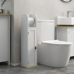 Columna portarrollos Siena Kleankin con puerta blanco 80x20x20 cm