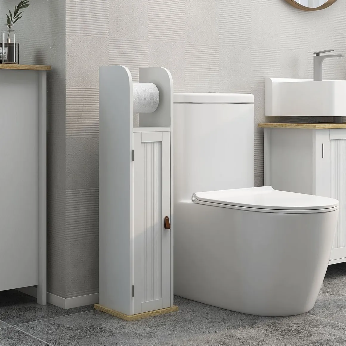 Columna portarrollos Siena Kleankin con puerta blanco 80x20x20 cm