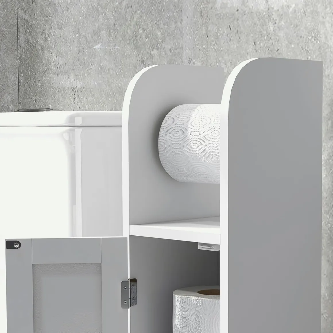Columna portarrollos Siena Kleankin con puerta blanco 80x20x20 cm