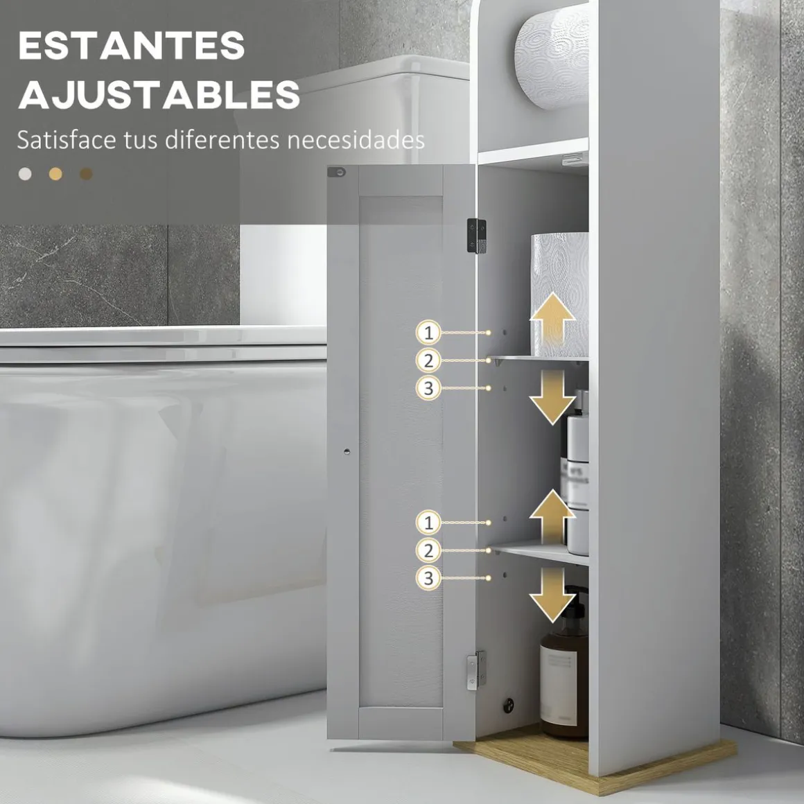 Columna portarrollos Siena Kleankin con puerta blanco 80x20x20 cm