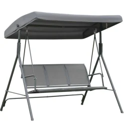 Columpio balancín Torre Outsunny 3 plazas toldo ajustable gris 159x175x118 cm