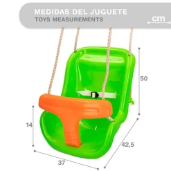 Columpio Infantil Cb Toys Doble Sistema De Seguridad 10m Naranja Verde 50 37 42 5 Cm