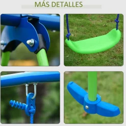 Columpio infantil Outsunny 2 columpios + 1 columpio doble verde