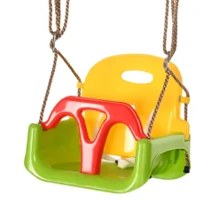 Columpio infantil Outsunny con respaldo y barra en T +9M multicolor 120/180x42x33 cm