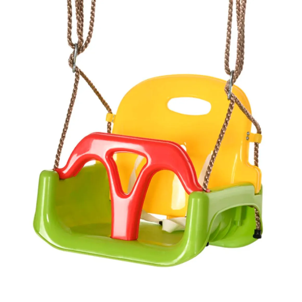 Columpio infantil Outsunny con respaldo y barra en T +9M multicolor 120/180x42x33 cm