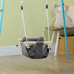 Columpio para bebés Play Aiyaplay regulable + cojín extraíble 9-36M gris 110-180x40x40 cm