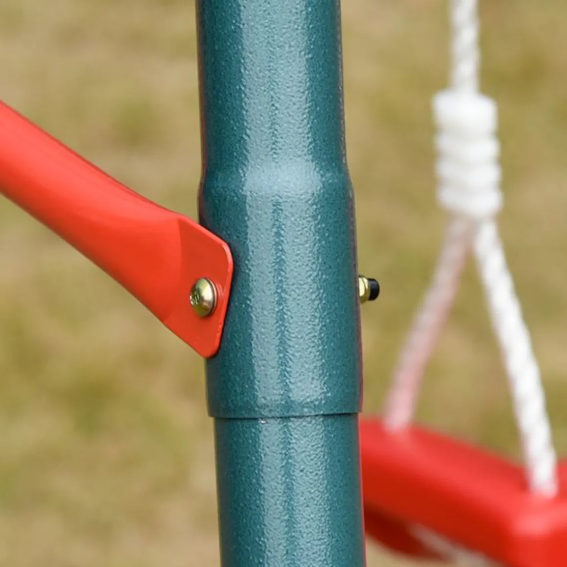 Columpio para niños Outsunny 2 asientos +3 años verde/rojo 180x220x160 cm