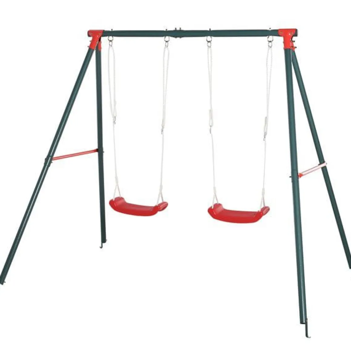 Columpio para niños Outsunny 2 asientos +3 años verde/rojo 180x220x160 cm