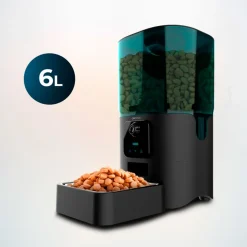 Comedero de mascotas automático Cecotec Pumba 6000 Purrfect Meal Smart Vision 6L WiFi, cámara y micrófono negro
