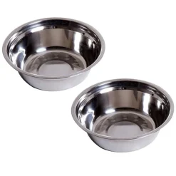 Comedero elevado para perros PawHut 2 cuencos extraíbles de acero inox blanco 15x44x24 cm