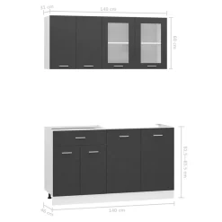 Composición de cocina Isabela 4 piezas 140 cm
