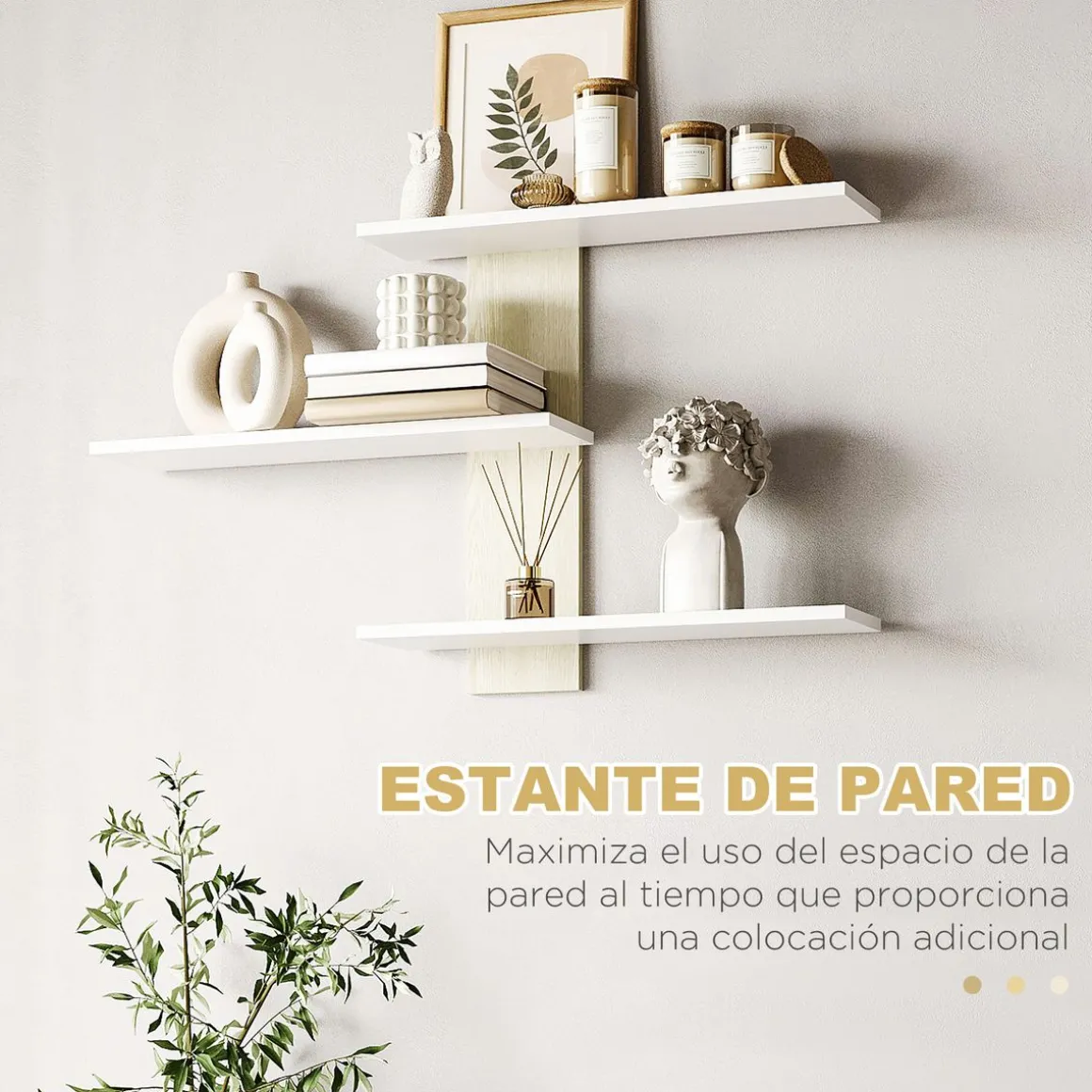 Composición de salón Antares Homcom con estantería natural