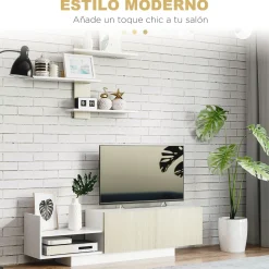 Composición de salón Antares Homcom con estantería natural