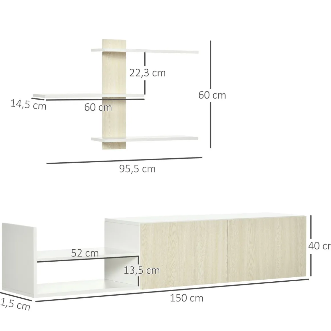 Composición de salón Antares Homcom con estantería natural