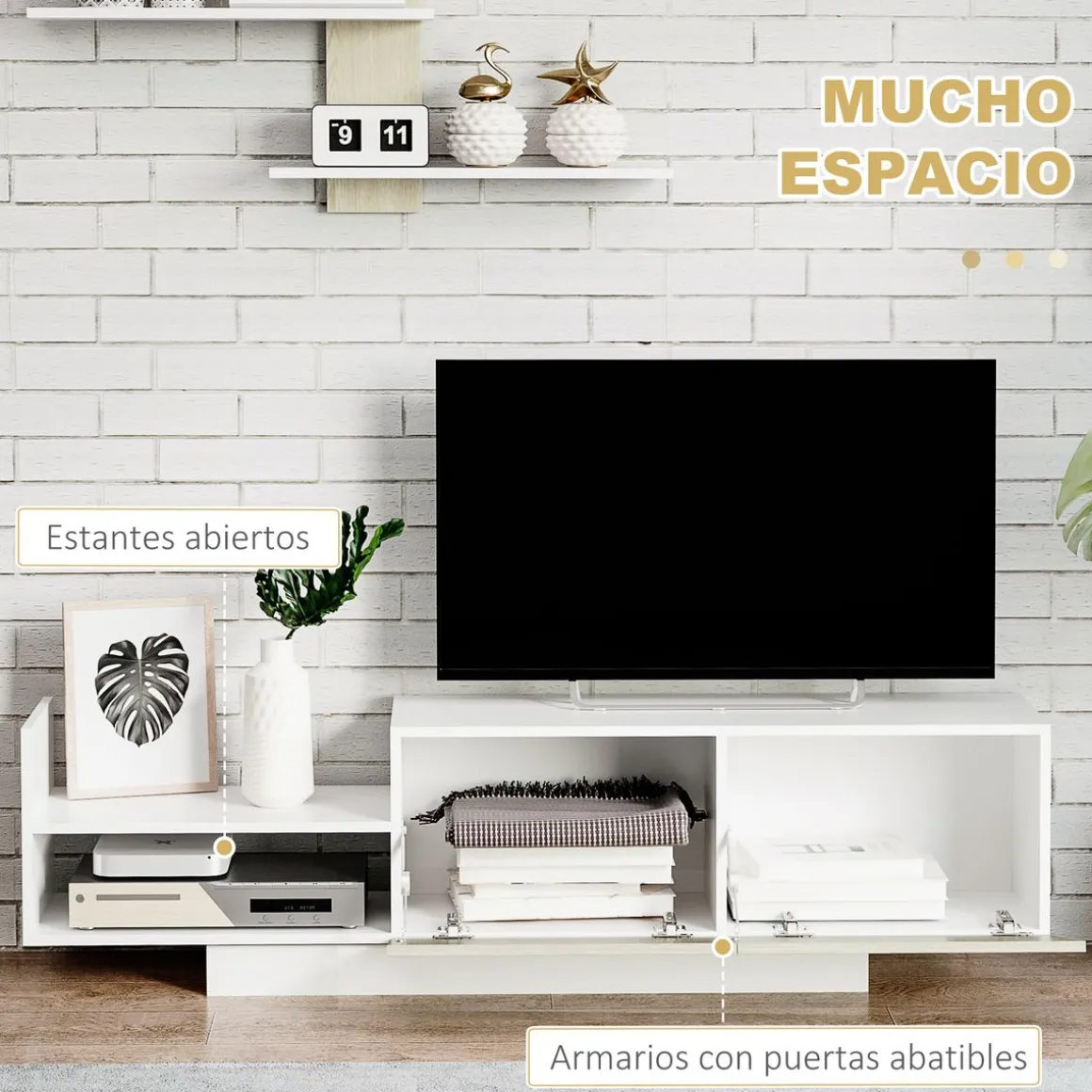 Composición de salón Antares Homcom con estantería natural
