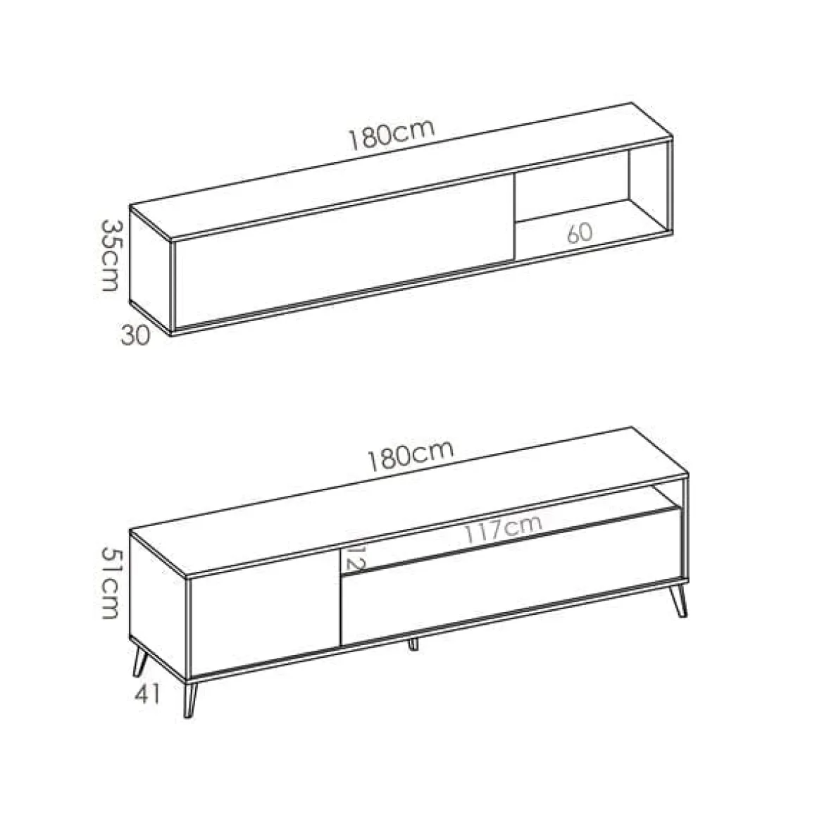 Composición de salón Bonn con módulo alto y mueble de TV