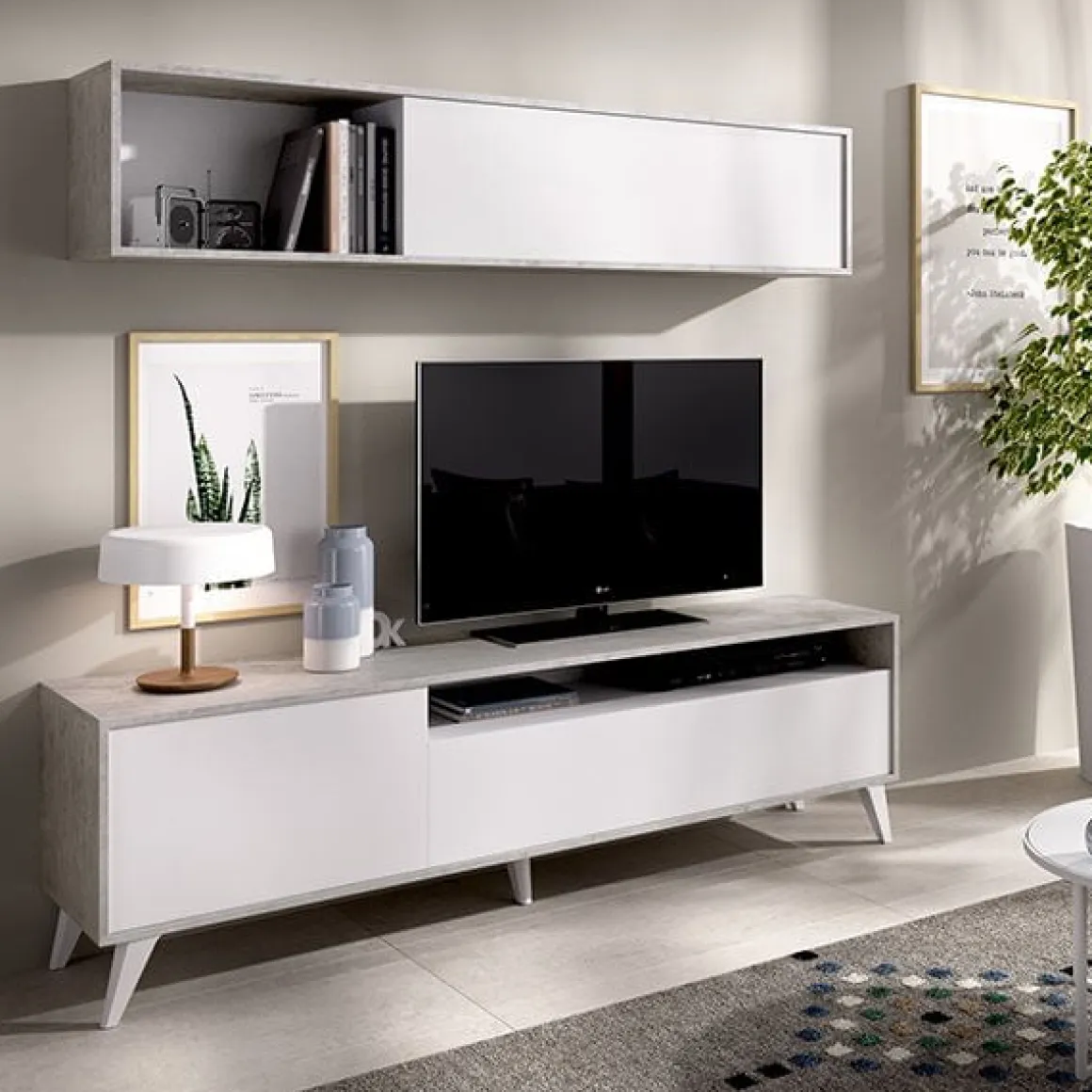 Composición de salón Bonn con módulo alto y mueble de TV