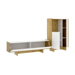Composición de salón Ka mueble de TV y aparador blanco/natural