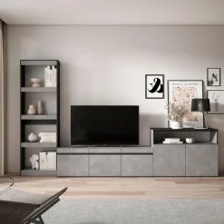 Composición de salón Kroma con estantería lateral izquierda 185,9x313,5x34,6 cm