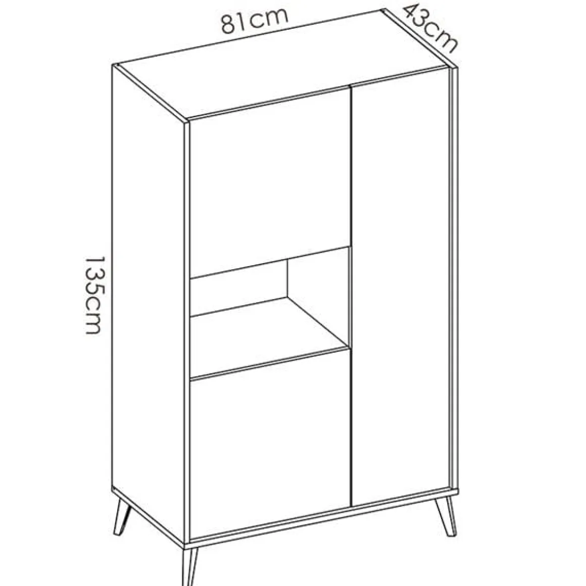 Composición de salón Ness mueble de TV con vitrina blanco/natural