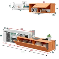Composición de salón Nexo Plus mueble TV+módulo flotante roble nodi/blanco artik