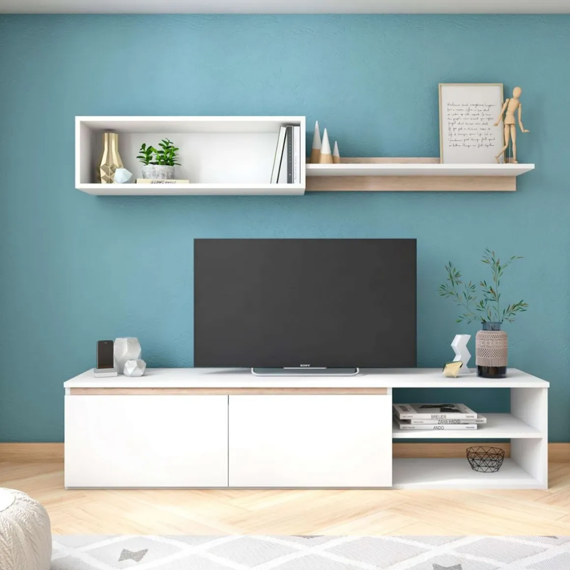 Composición de salón Súper Ego blanco mate/Sahara 160 cm