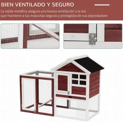 Conejera PawHut 2 niveles con rampa granate 92x122x62,6 cm
