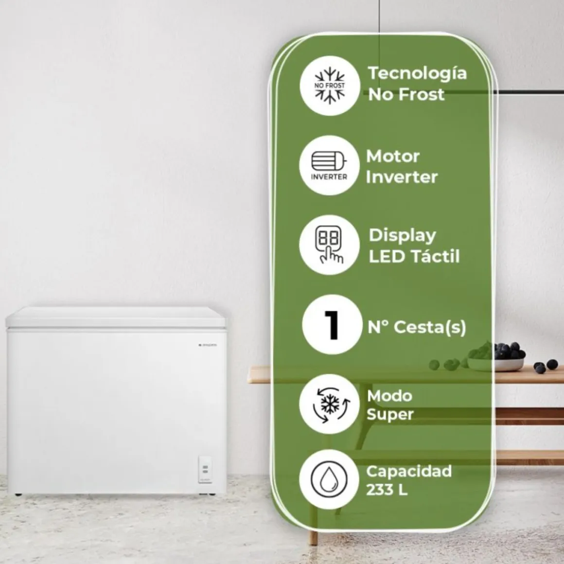 Congelador horizontal Aspes ACHH2500ENFDC 233L No Frost E blanco 98,6 cm