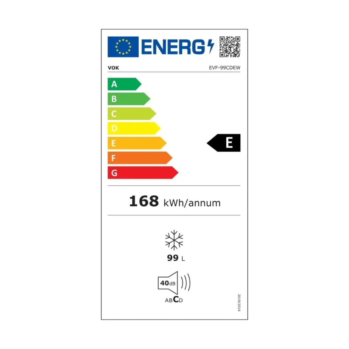 Congelador horizontal VOK EVF-99CDEW sistema estático 99L luz LED E blanco 54,5 cm