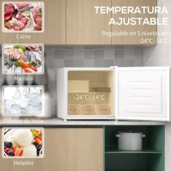 Congelador vertical Homcom 35L temperatura regulable E blanco 48,8 cm