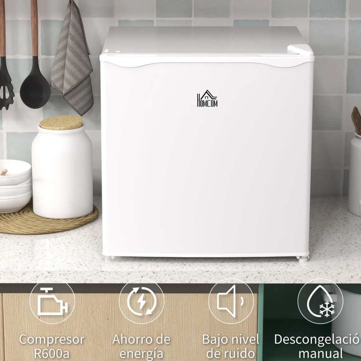Congelador vertical Homcom 35L temperatura regulable E blanco 48,8 cm