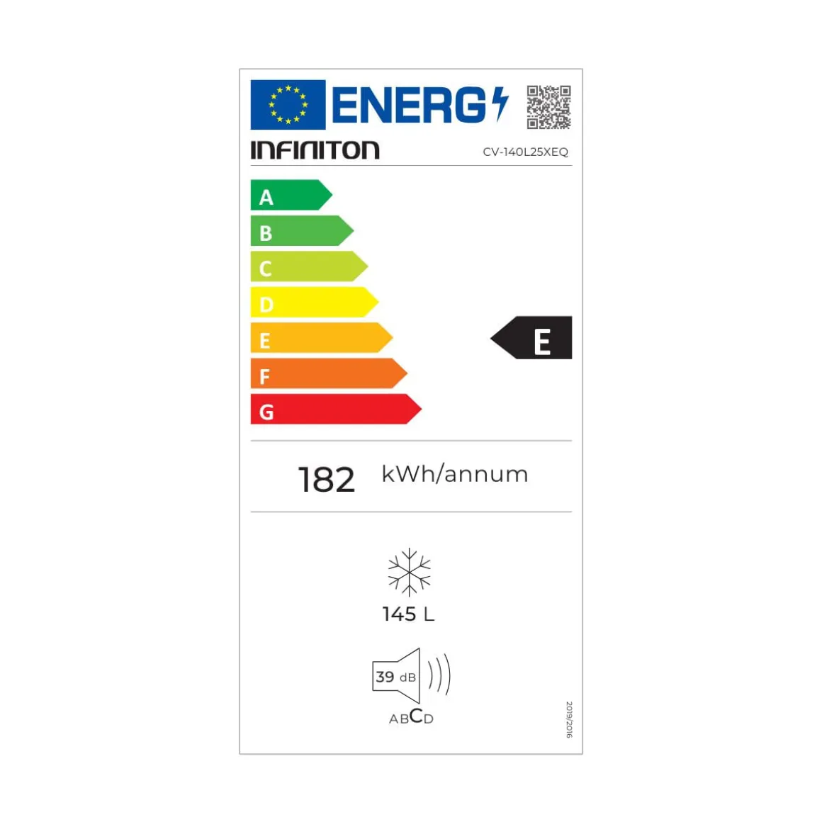 Congelador vertical Infiniton CV-140L25XEQ Defrost 145L E inox 125,9 cm