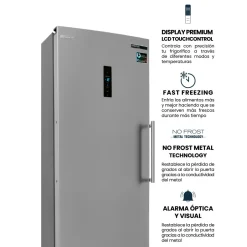 Congelador vertical Infiniton CV-1HE85 No Frost Metal Technology 274L E inox 185,5 cm