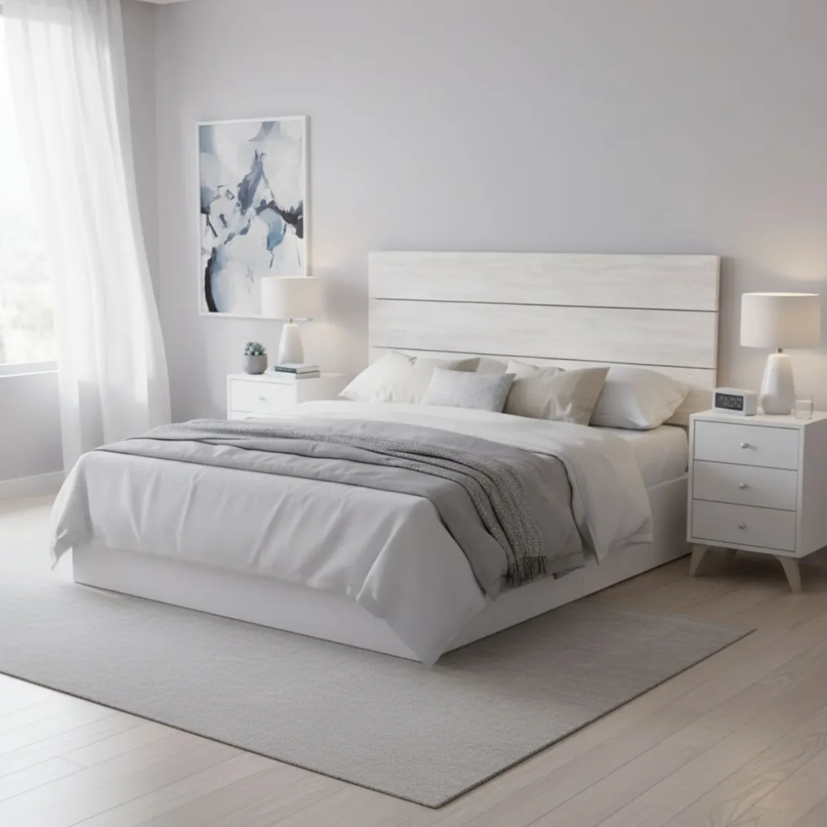 Conjunto cabecero y 2 mesitas Sweet para camas de 135-150 cm blanco velho/artik